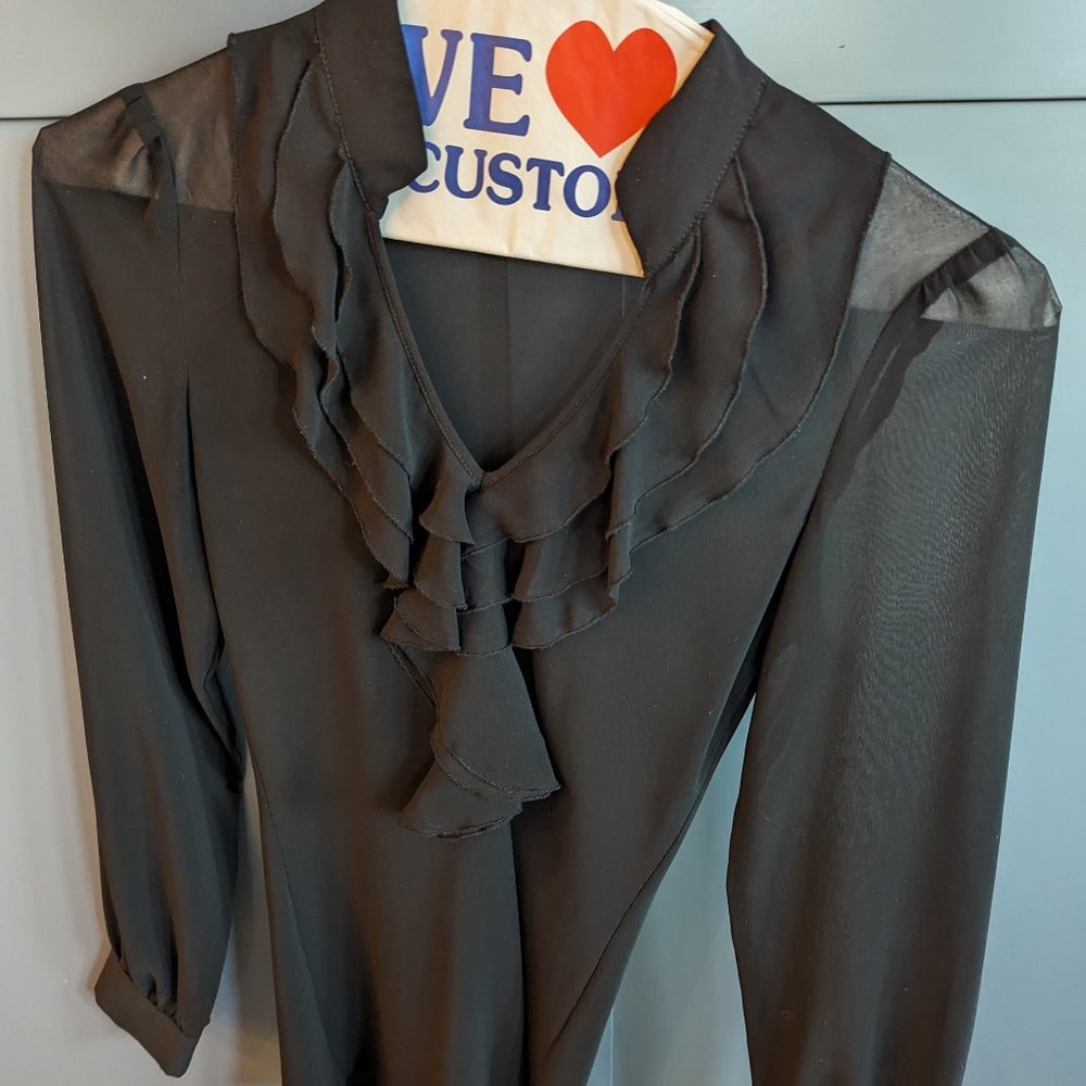 New York & Company Sheer Long Sleeve Blouse- Size 2